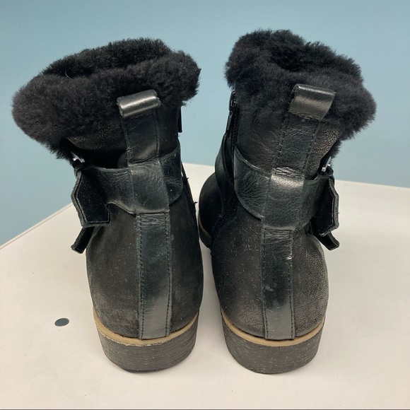 DUNE LONDON Sz 9 Moto  Style Faux Fur Lined With Straps Ankle Booties - Picture 4 of 9